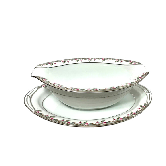 Vintage Noritake Gravy Boat Petite 5507 Porcelain China Underplate Japan Oval #2 - Picture 4 of 9
